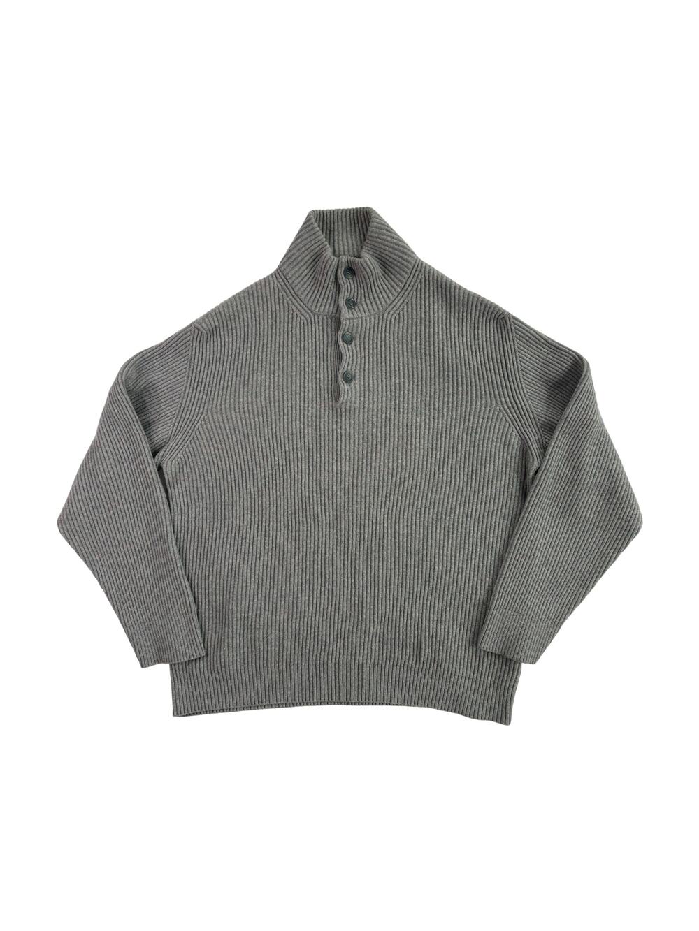 1-27 ERMENEGILDO ZENGA Men's Sweater Henley Gray 100% Cashmere 2XL/56